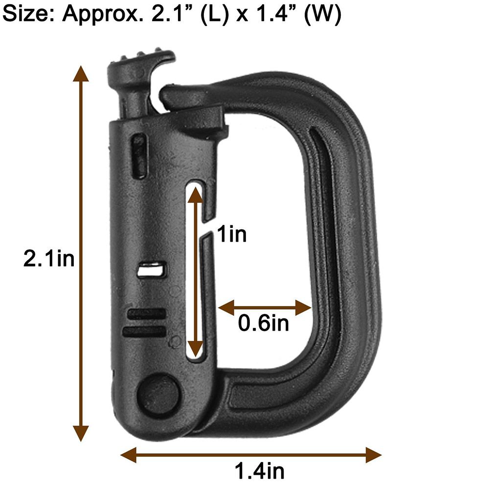 Super-Handy Spring Snap Key Chain Clip Hook Screw Lock Buckle 4PCS DYZD Tactical Gear ABS Plastic Molle D Ring Shape Buckle 