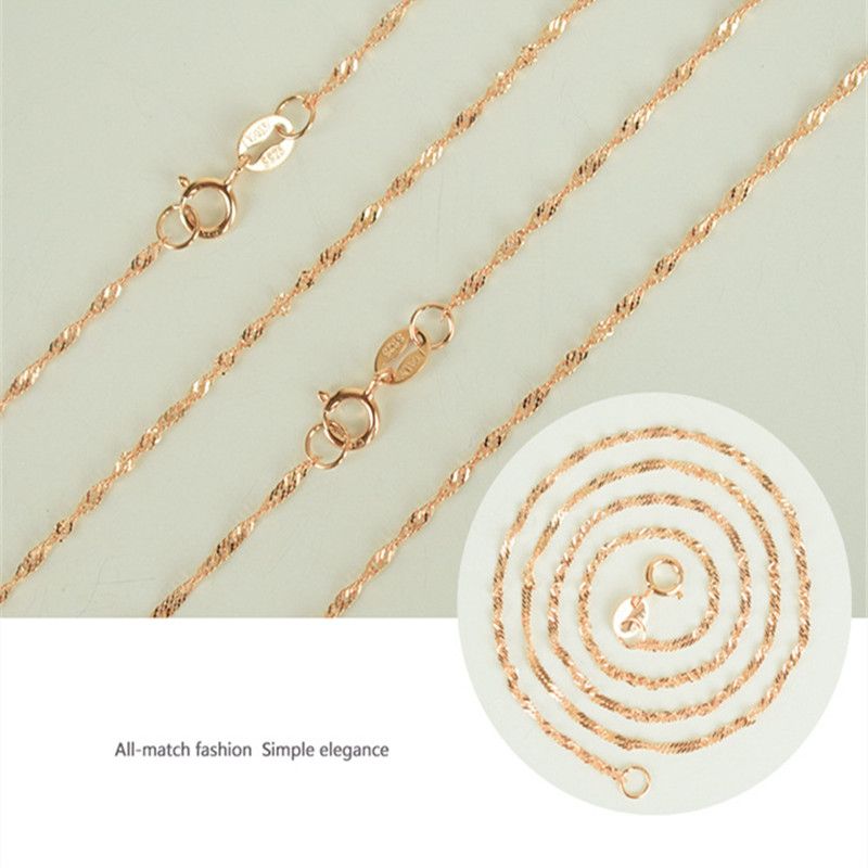 Real Classic 925 Sterling Silver Rose Gold plated Chain Necklace Jewelry Italy