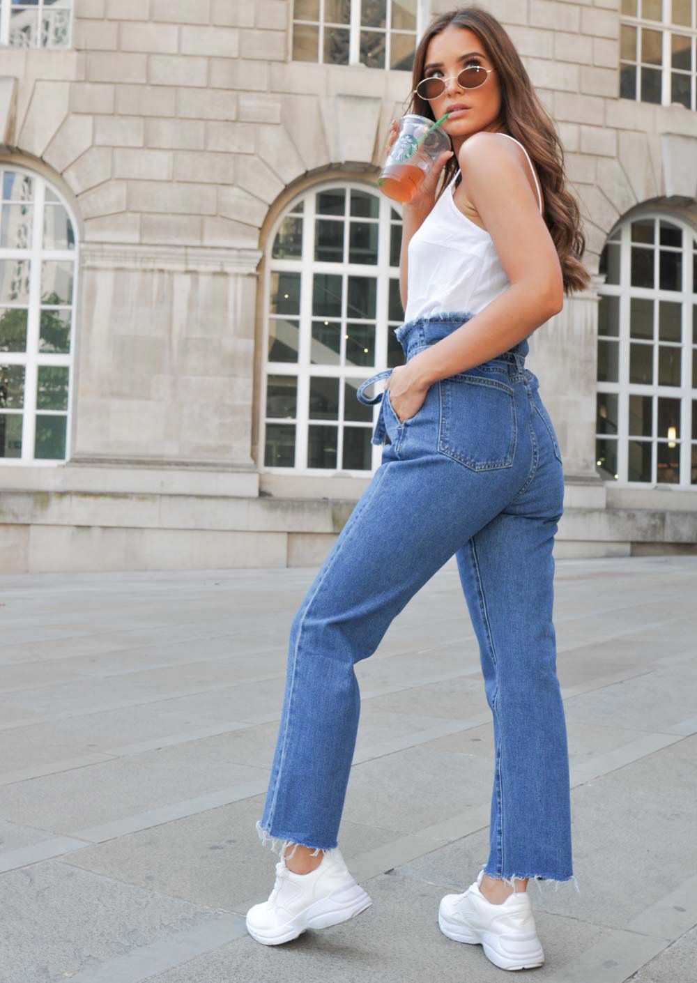 2018 Moda Denim Jeans para la pantalones de cintura alta cremallera Casual Pantalones vaqueros de