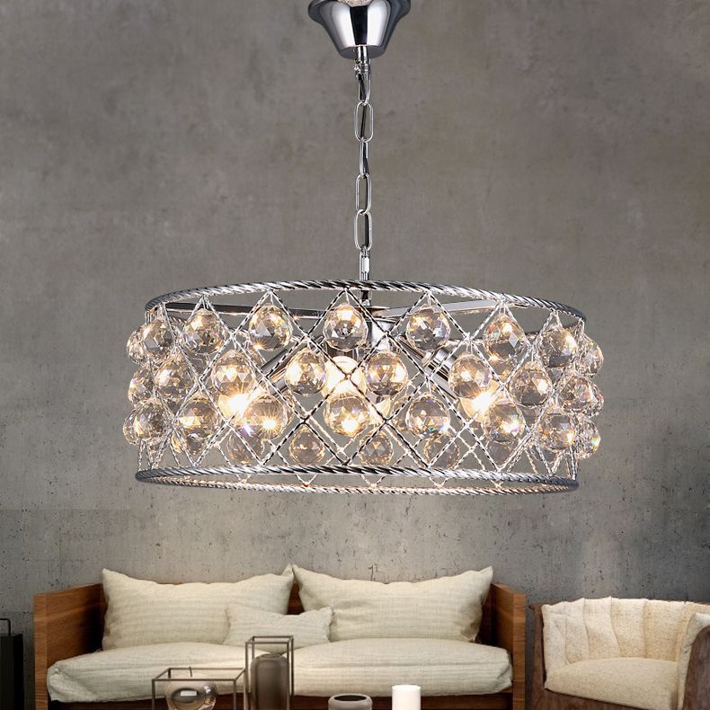 Modern Round Crystal Chandelier Metal Iron Coffee Bar Dining Modern Round Crystal Chandelier Metal Iron Coffee Bar Dining Room Restaurant Hanging Lighting
