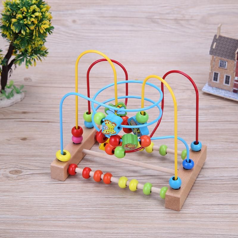 Baby Three Line Insect Beech Around Beads Montessori Educational Game