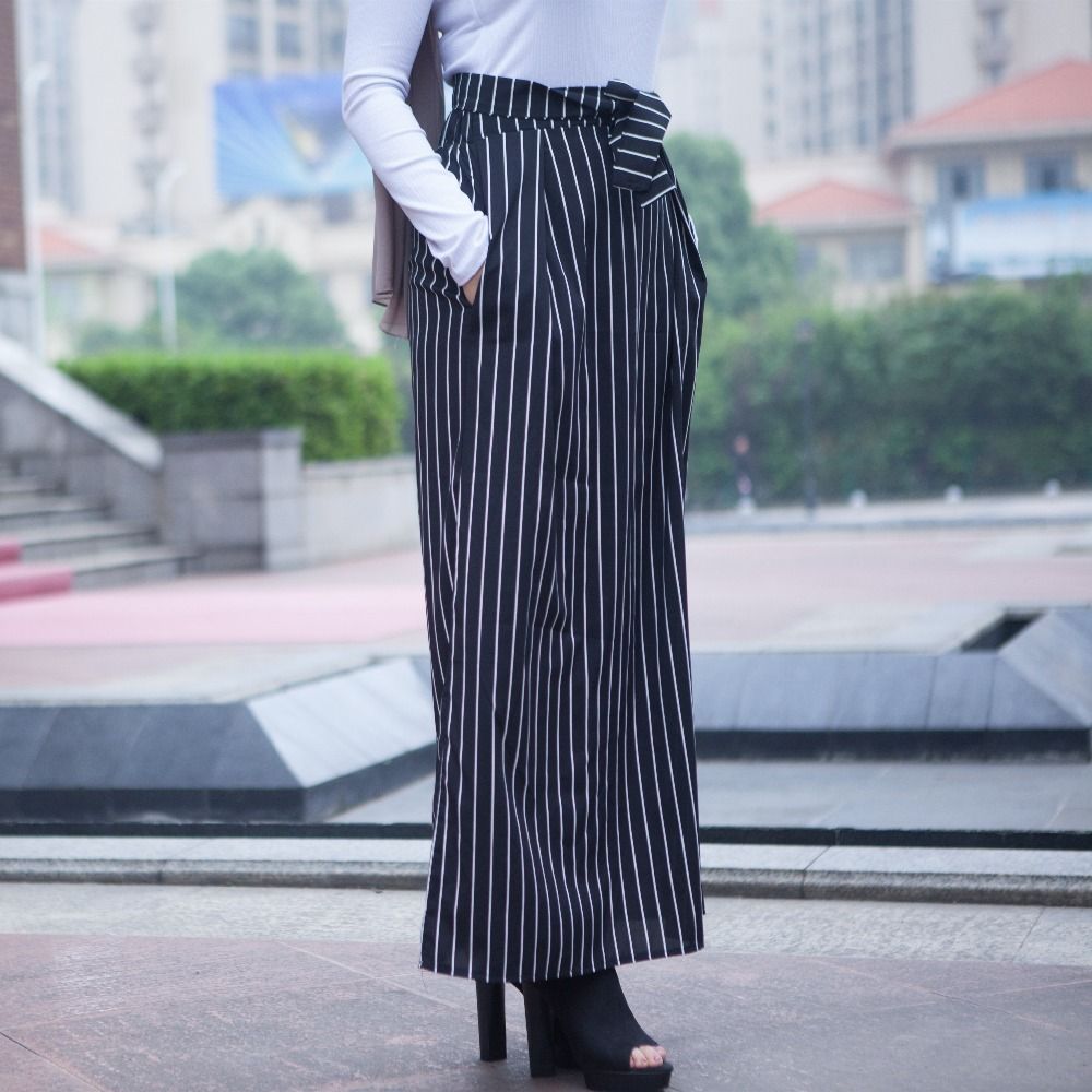 Faldas Moda Moda Moda 2018 Mujeres Faldas Rayas Largas Faldas Musulmanas Jupe Longue Femme Dubai