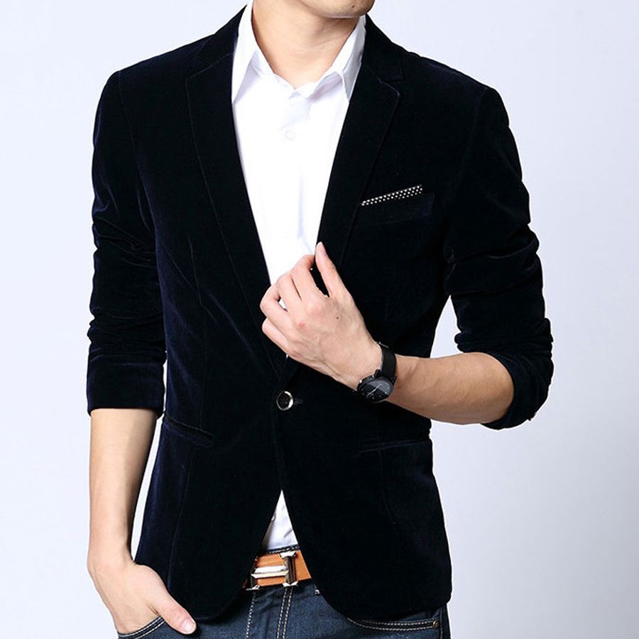 Compra Blazer Para Hombre Chaqueta De Traje Slim Fit Negro Terciopelo Azul  Oscuro 2018 Primavera Otoño Outwear Abrigo Trajes Para Hombres Barato |  Entrega Rápida Y Calidad | Es.Dhgate
