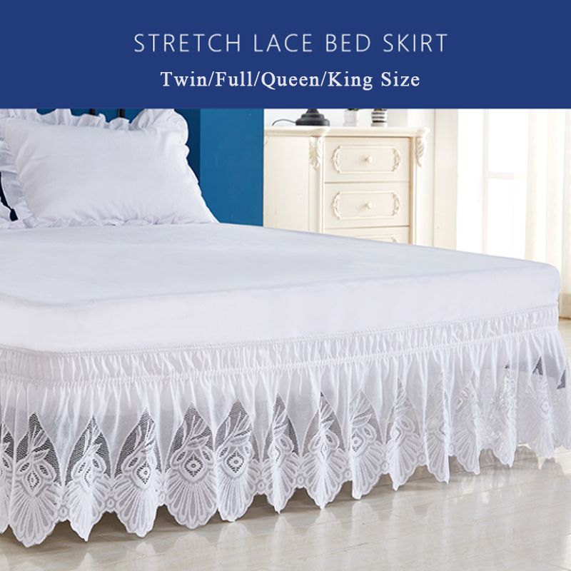 Enipate Ruffles Lace Pure Color Bed Skirt High Quality Elastic