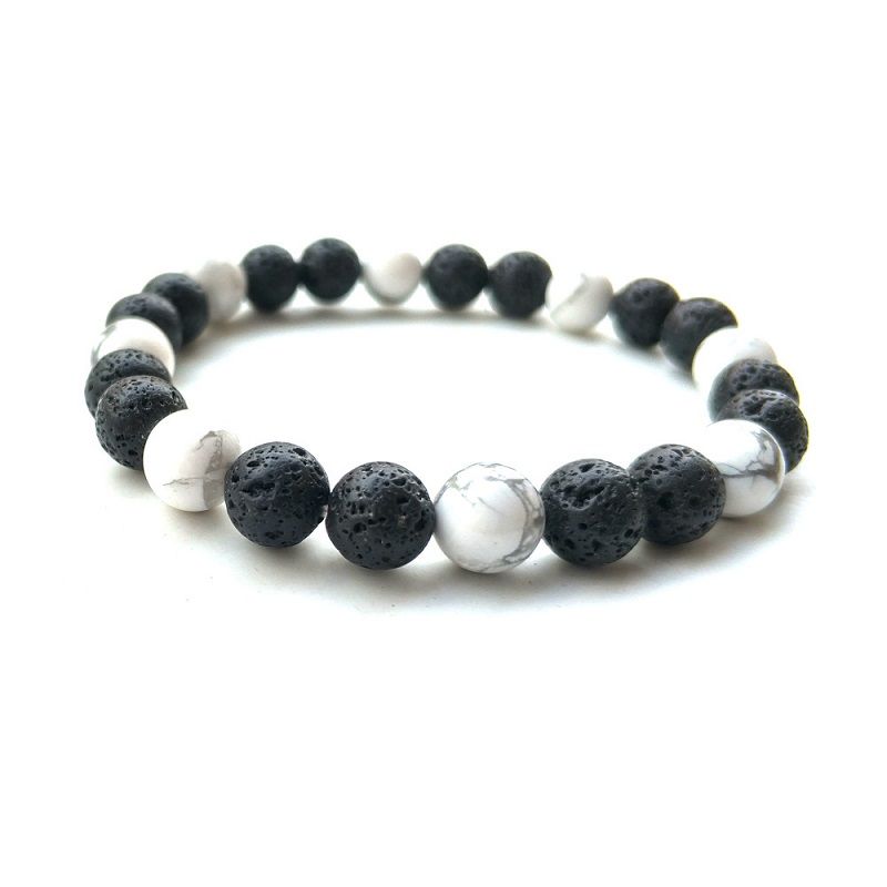 Pulsera para hombre de 8 Pulsera de piedra de lava natural Pulsera de piedra