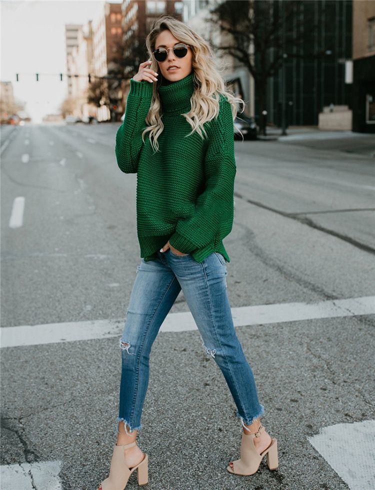 green turtleneck sweaters