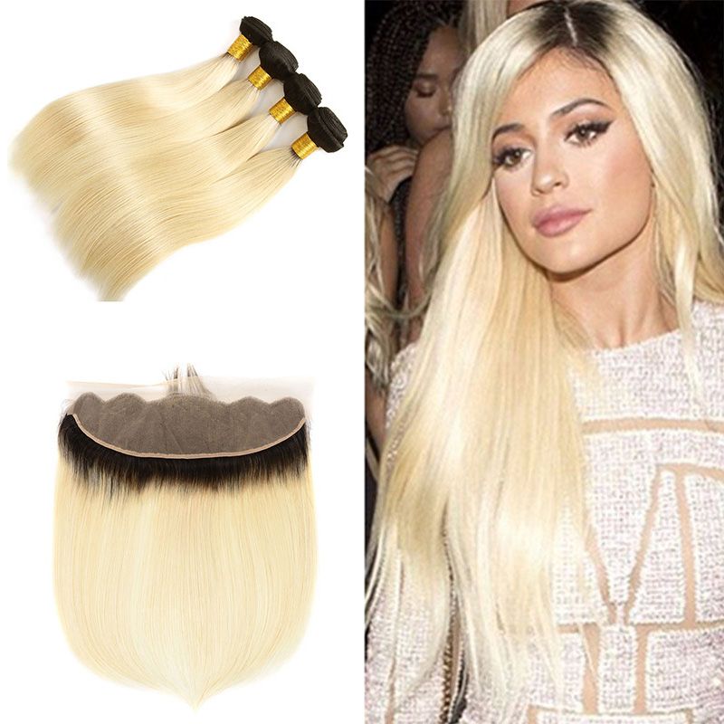 2019 Two Tone 1b 613 Dark Root Ombre Virgin Human Hair Straight 3