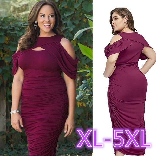 plus size ruched midi dress