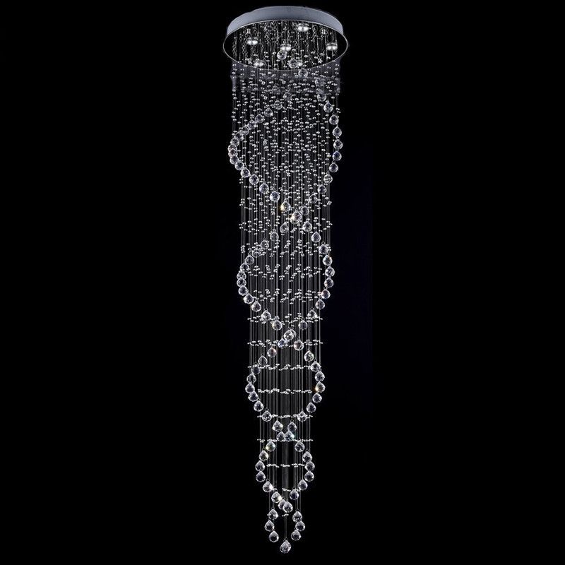 Modern Led K9 Crystal Chandeliers Light Fixture Rain Drop Ceiling Light For Staircase Stair Lights Luxury Hotel Villa Vanity Hanging Lamp Ceiling Fan