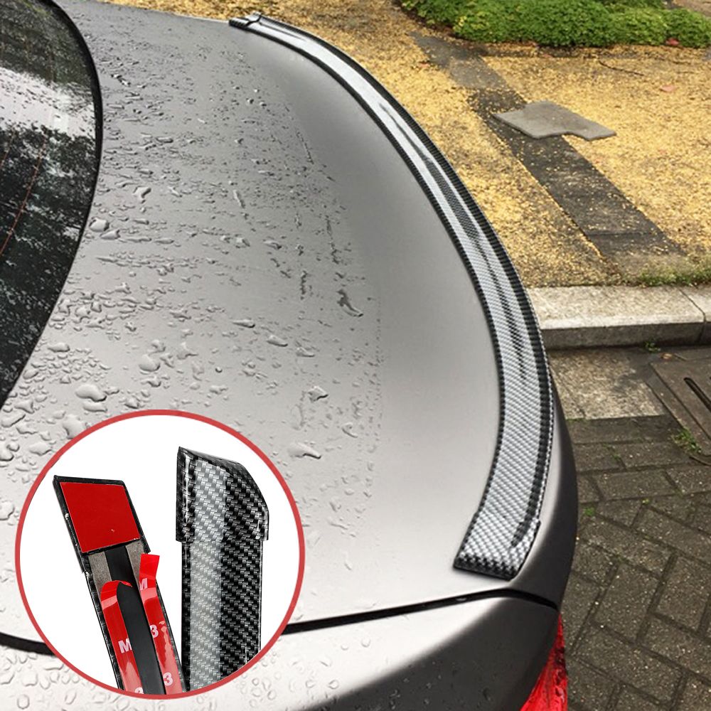Black KIMISS 1.5m/4.9ft Carbon Fiber Soft Rubber Car Rear Roof Trunk Spoiler Wing Lip Sticker 