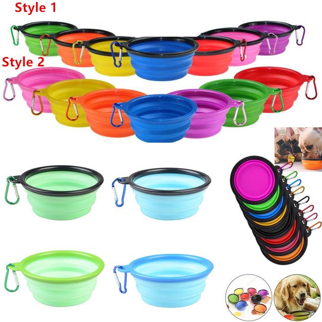 2 Portable Travel Collapsible Pet/Dog Food/Water Bowls 1 cup food or 12 oz water 