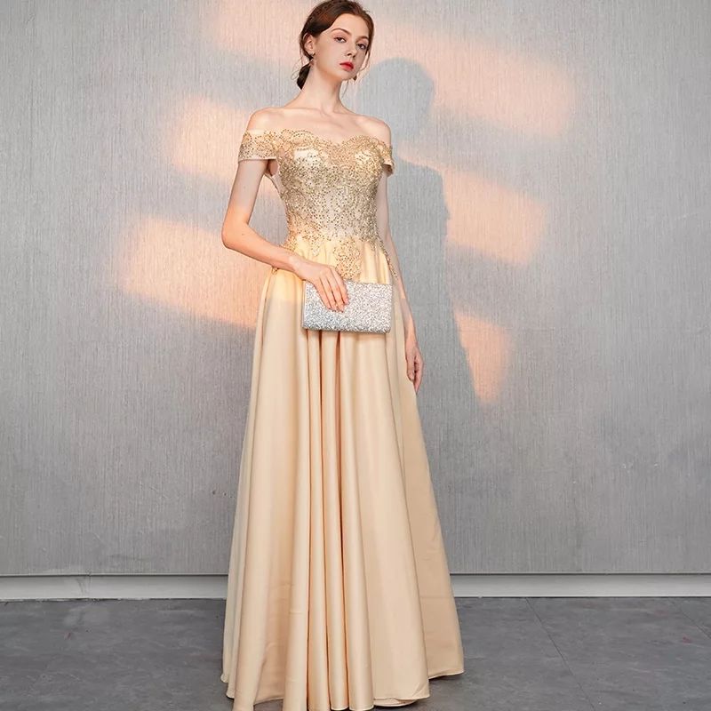 off shoulder long gowns