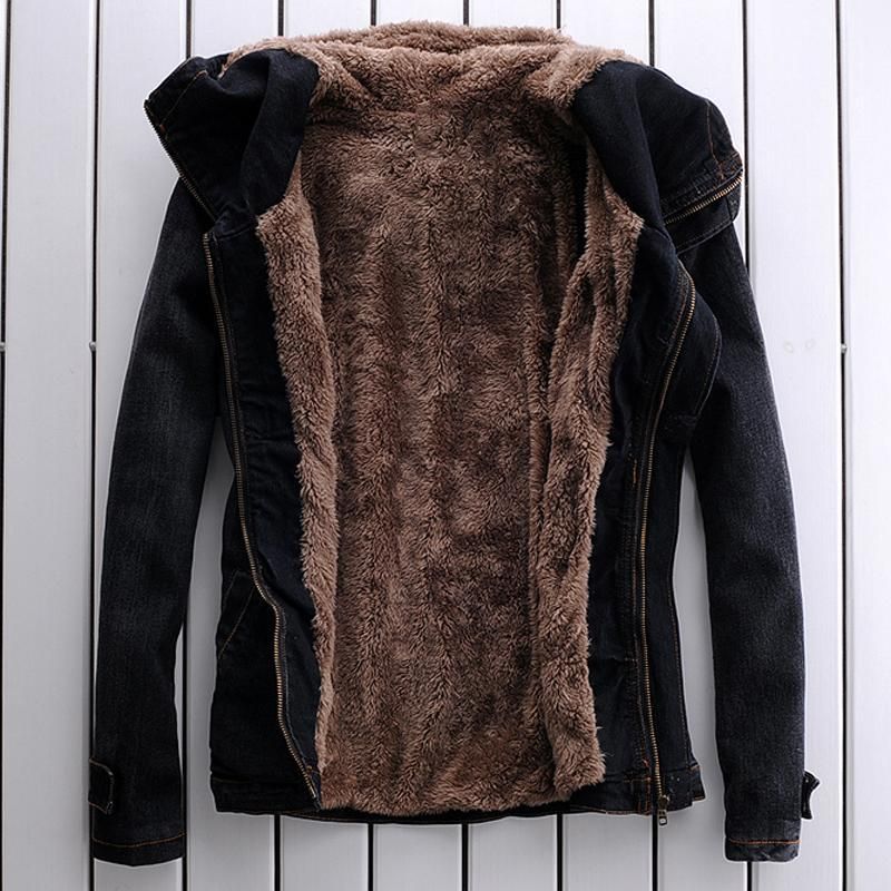 Loldeal Men S Winter Fleece Lined Denim Jackets Warm Jeans Coat With Removable Hood Leather Jacket White From Fangfen Dhgate Com