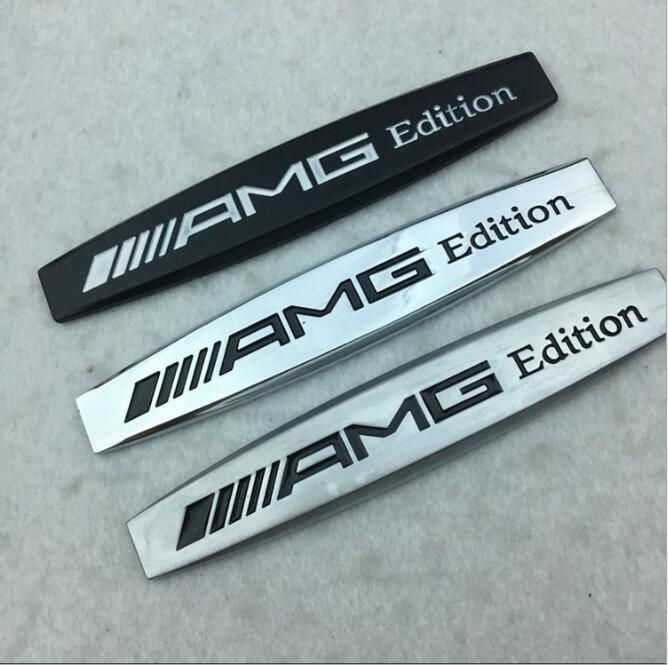 Chrome AMG Fender Badge Decal Car Side Skirt Sticker Emblem
