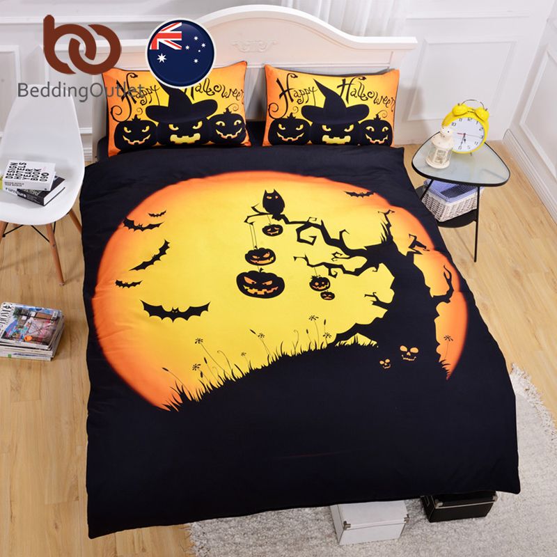 Beddingoutlet Halloween Bedding Set Black Yellow Duvet Cover With