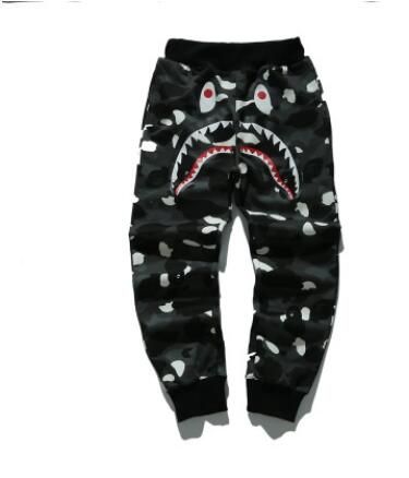 Mens Sportswear Pantalones Hombres de Hip Hop Boca del tiburón pantalones luminosos Negro Shark