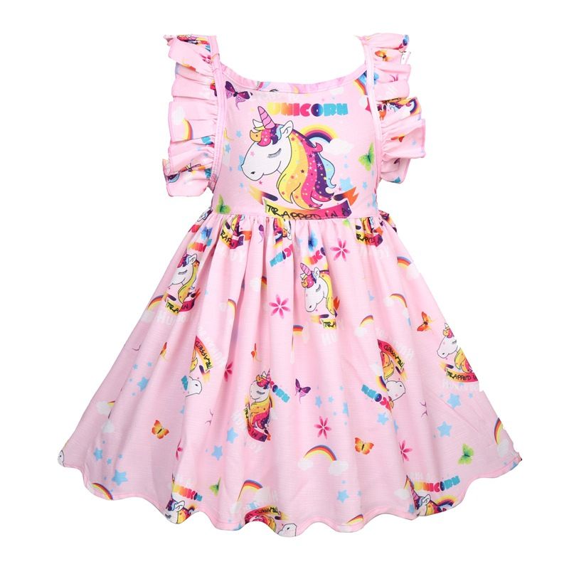Vestido rosado para niñas Unicornio 2018 Niños sin espalda Vestidos para niña Niño Ropa de verano Vestido rosado para niñas Unicornio 2018 Niños sin espalda Vestidos para niña Niño Ropa de verano