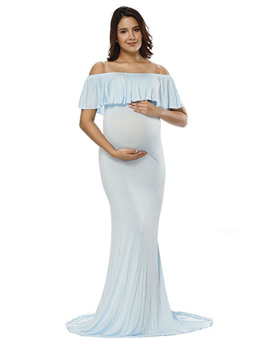 light blue maternity gown
