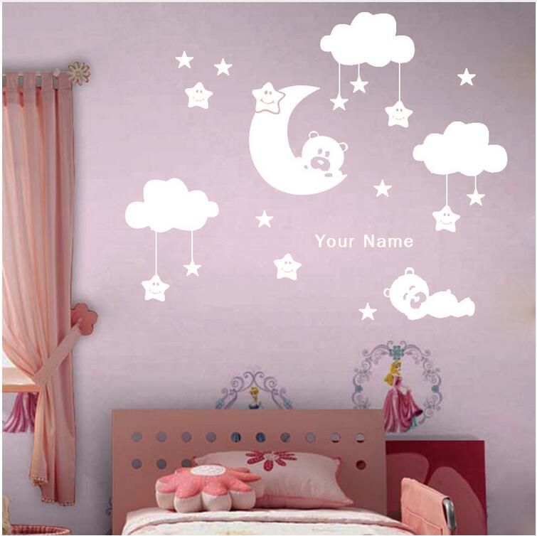 Compre Adhesivos De Pared De Luna Y Estrella De Vinilo Para Cuarto