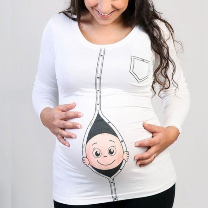 Compra Ropa Linda De Maternidad Embarazada Ropa De Maternidad Del Embarazo  Ocasional Con El Bebé Que Mira A Escondidas Camisas Divertidas Barato |  Entrega Rápida Y Calidad | Es.Dhgate