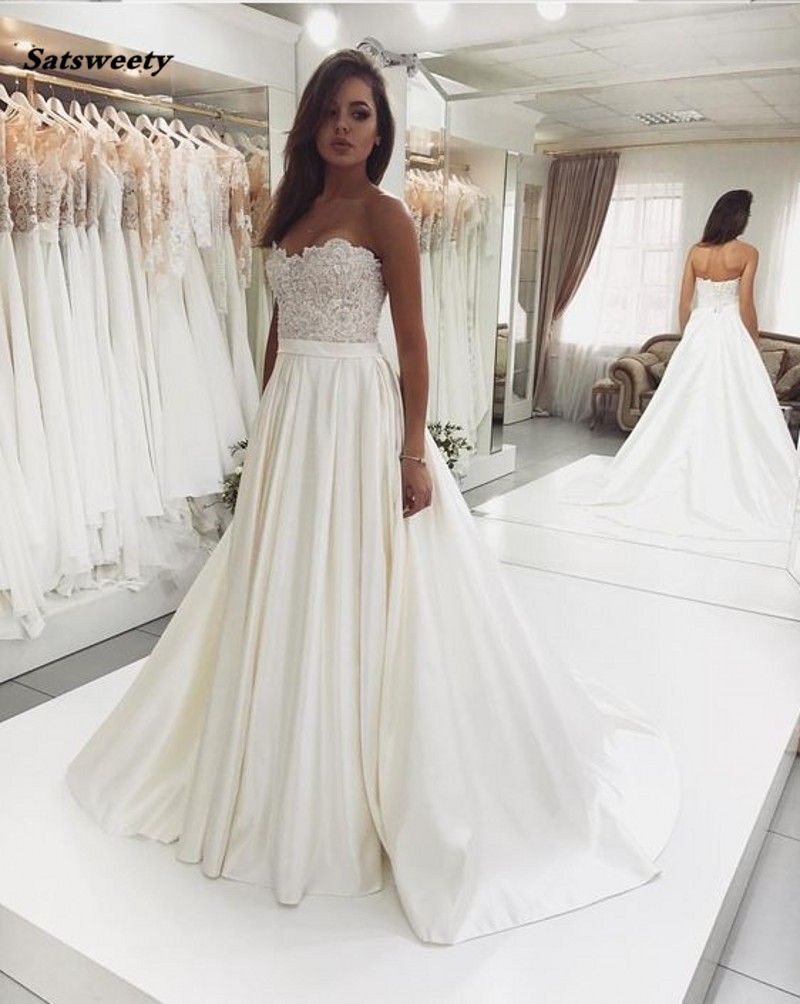 Grosshandel 2021 Neue Entwurfs Schatz Einer Linie Spitze Mieder Satin Elfenbein Brautkleider Robe De Mariee Vintage Braut Brautkleid Von Bridaldressmall 94 75 Auf De Dhgate Com Dhgate