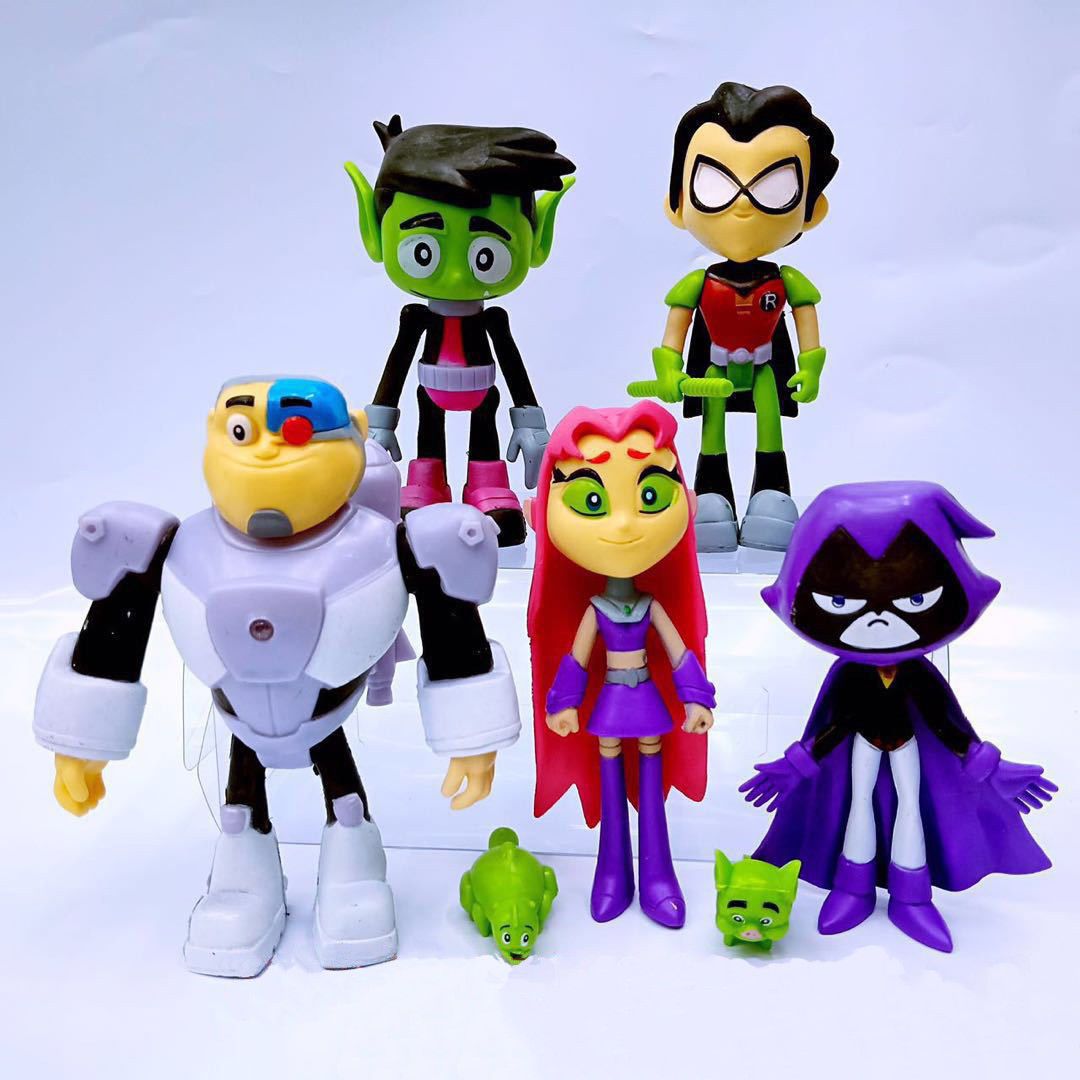 SET 6 FIGURE STATUETTE Raven Starfire Robin Beast Boy Cyborg TEEN TITANS GO