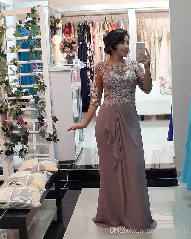 compre 2019 elegante vaina gasa madre de los vestidos de novia