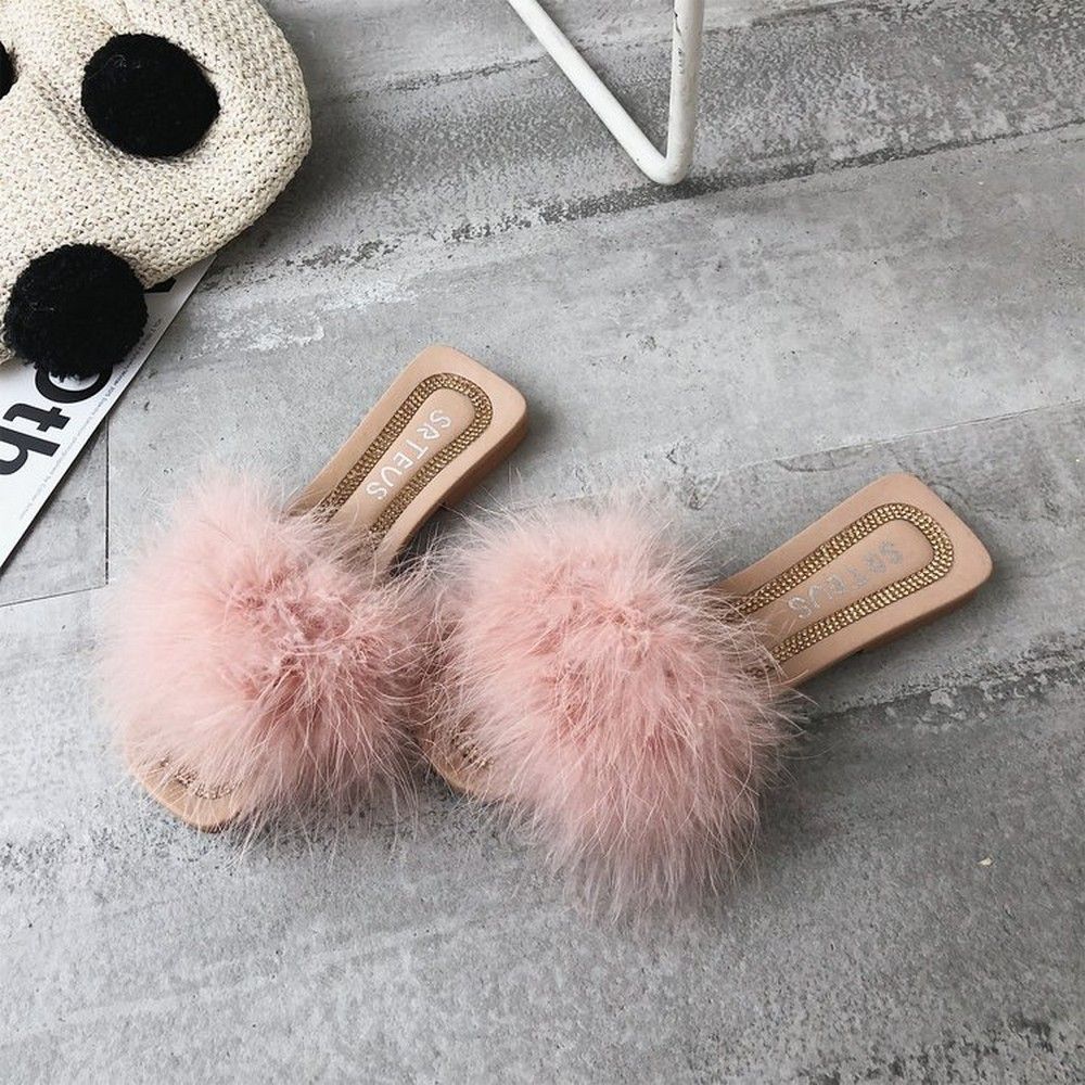 sandals with fur