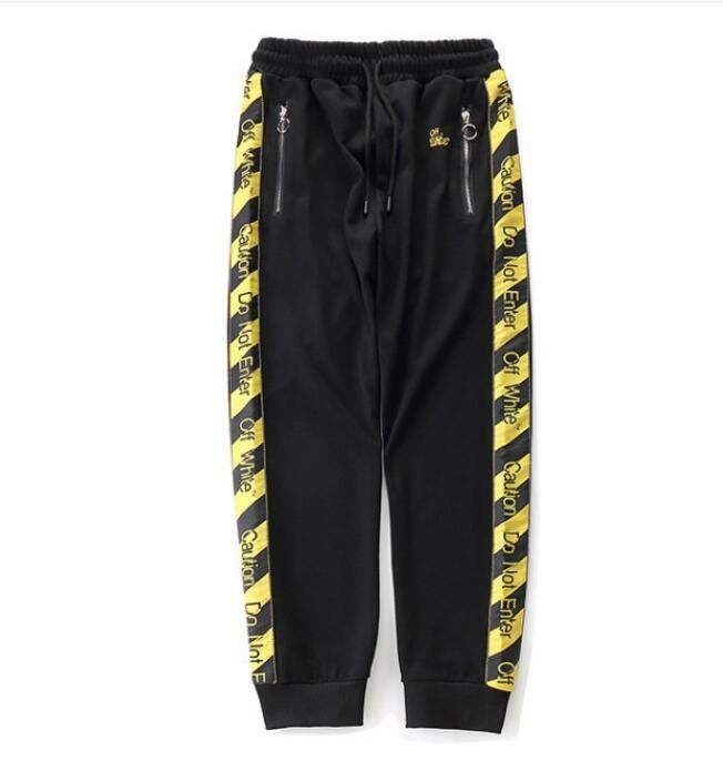 Acquistare OFF Marca WHITE Mens Casual Pantaloni Da Jogging Giallo  Avvertimento Linea Designer Basket Pantaloni Uomini E Donne Lettera Stampa  Hip Hop Pista Pantaloni Economico | Consegna Veloce E Qualità | It.Dhgate