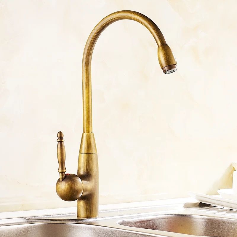 2019 Kitchen Faucet Single Hole Antique Brass Kitchen Sink Faucet Vanity Swivel Mixer Water Tap Rotate Spout Cozinha From Saintlotus 81 88