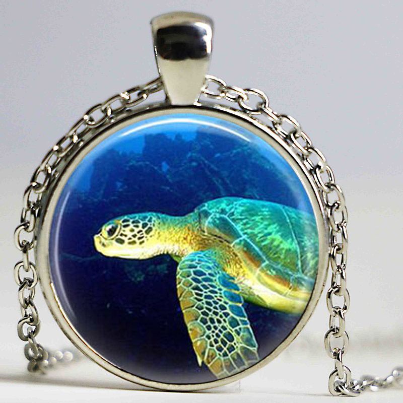 Wholesale Vintage Sea Turtle Necklace Nautical Jewelry Marine Life Ocean Beach Glass Dome Pendant Silver Bonze Link Chain Necklaces Tanzanite Pendant Necklace Wolf Pendant Necklace From Xujiangyong 2 02 Dhgate Com