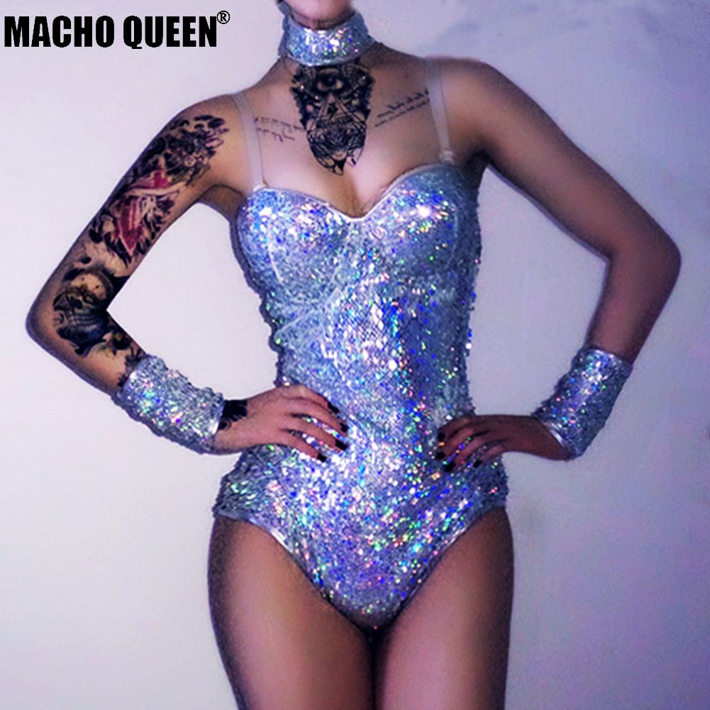 blue sequin bodysuit