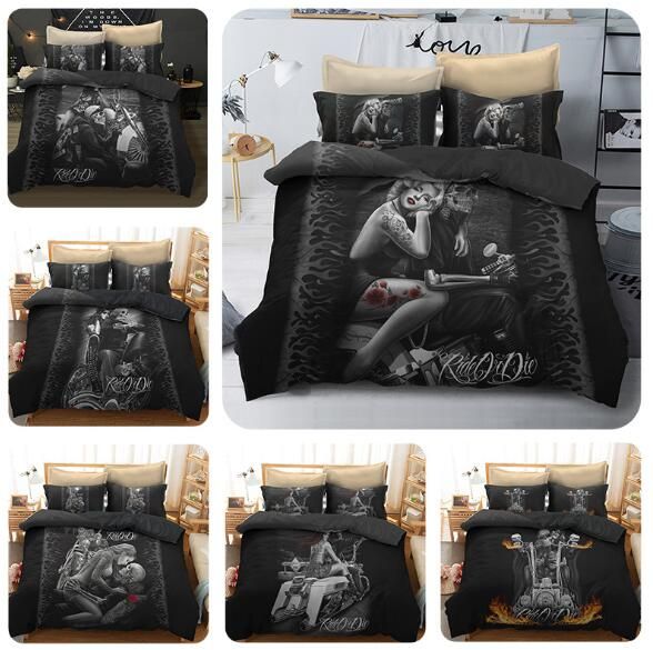 Beauty And Skull Bedding Set Duvet Cover Skull Print Duvet Cover