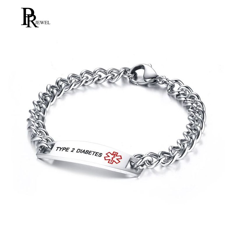 Acier Inoxydable or Rose Femmes Bracelet Médical Bracelet diabète de type 2