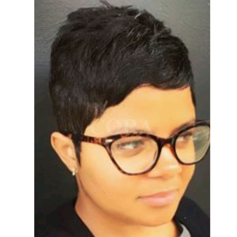 Peruvian Human Hair Black Wigs Cheap Pixie Cut Malaysian Short