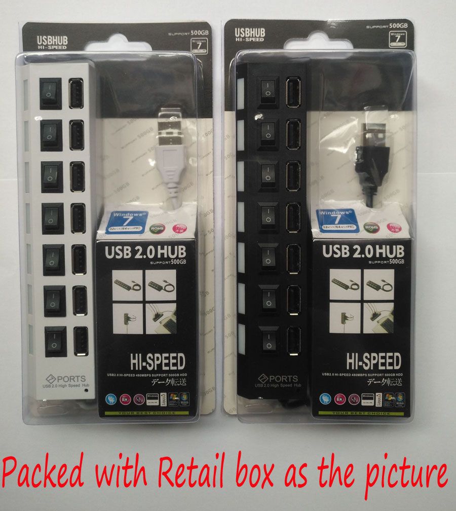 Hub Usb 2.0 Hi-speed 7 Puertos Con Interruptor Envio Hub Usb 2.0 Hi-speed 7 Puertos Con Interruptor Envio