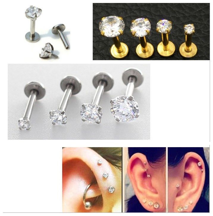 Nuevos anillos de circón Mini Stud Ear Bone Piercing del clavo Joyas del cuerpo para