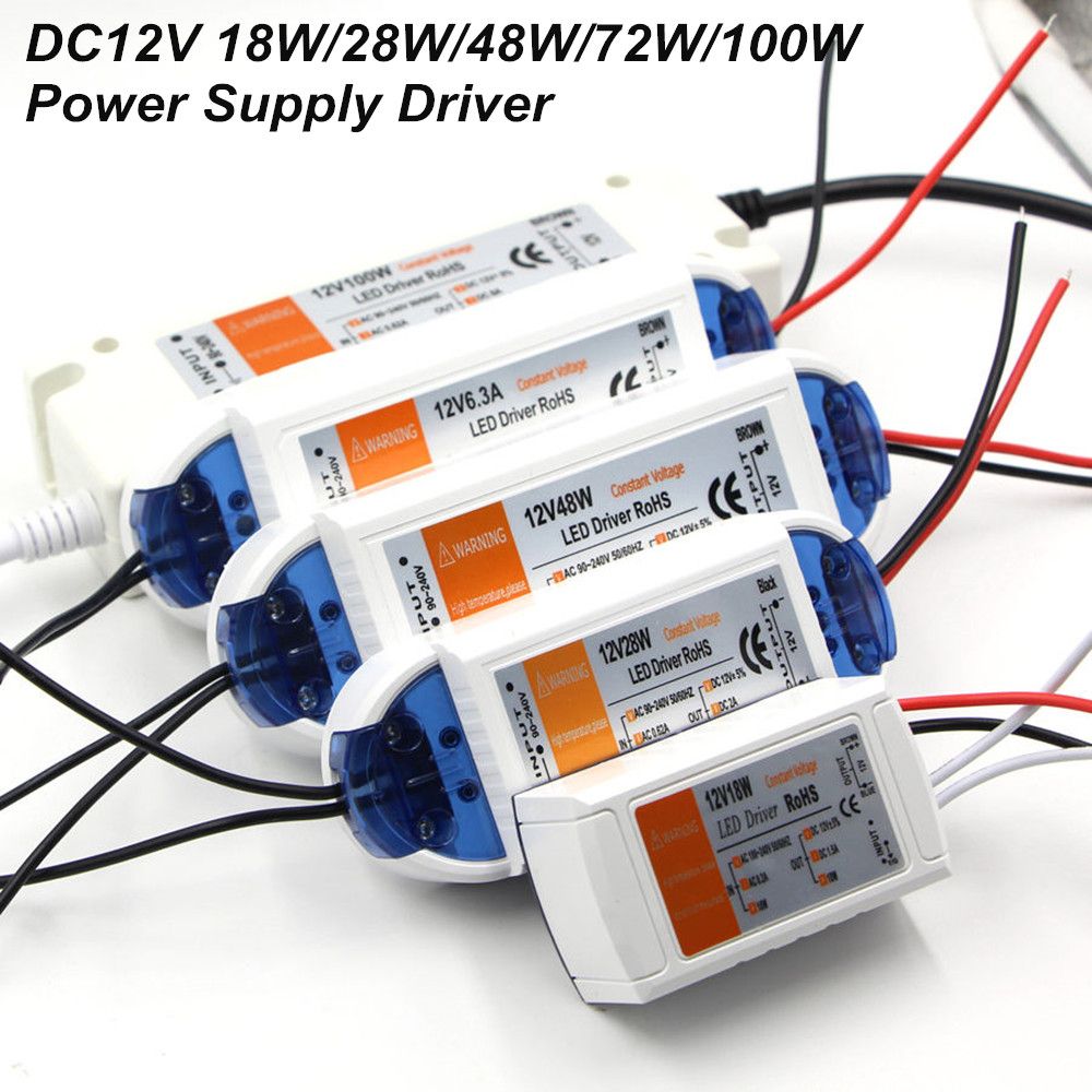 LED Treiber Adapter 18W//28W//48W//72W//100W DC 12V Transformator LED Streifen