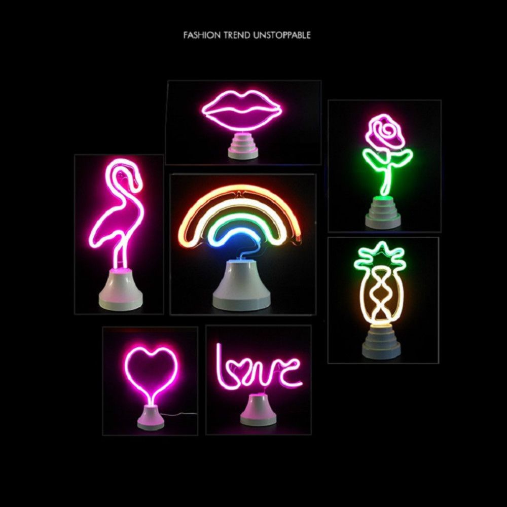 compre flamenco de luz led luces de neon cactus pina boca grande aves tabla del arco iris lamparas de escritorio modelado luz de la decoracion al por
