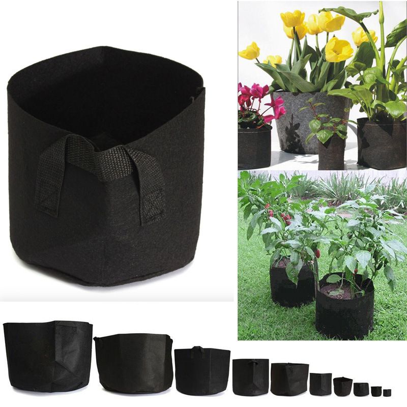 Black Pots Basket Plant Vegetable Fabric Pouch Round Aeration Container Grow Bag