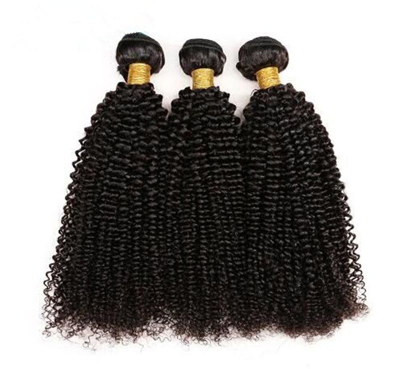 Afro Kinky Curly Human Hair Bundles Remy Hair Natural Black 3