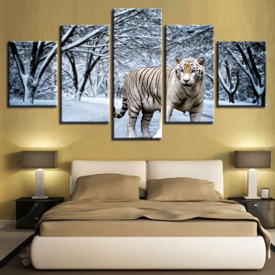 Snow Forest Tiger Painting Hd Canvas Print Wall Art Group Picture For Drawing Room Home Decor Interior Poster Unframed Canada 2019 From Tian7777777