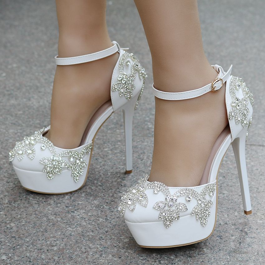 white diamond high heels