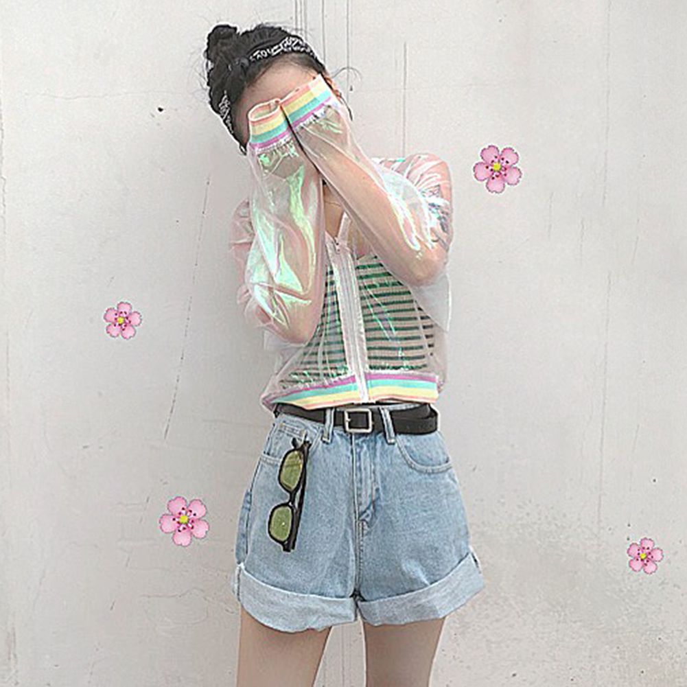 jaqueta arco iris transparente