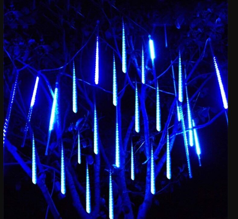 Lluvia de Meteoritos Cadena de Luces 3​0cm 8 Tubos 192 LEDs Impermeable Guirlandas Luces para Fiesta Paisaje de la Decoración EEIEER Meteoros Lluvia Luces LED Navidad Boda Azul