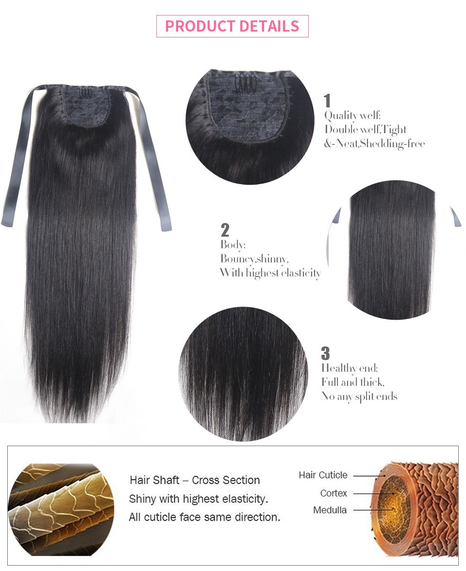 Ponytail Extensions Kinky Straight For Women 100g Color 1b