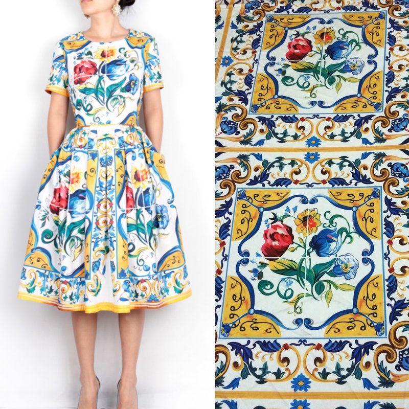 Acquistare 1 Pezzo 1,75 M Tessuto Cinese Chine Artigianato Maiolica Stampe  Seta Stretch Abito In Raso Donne Imitare La Seta Tissu Economico | Consegna  Veloce E Qualità | It.Dhgate