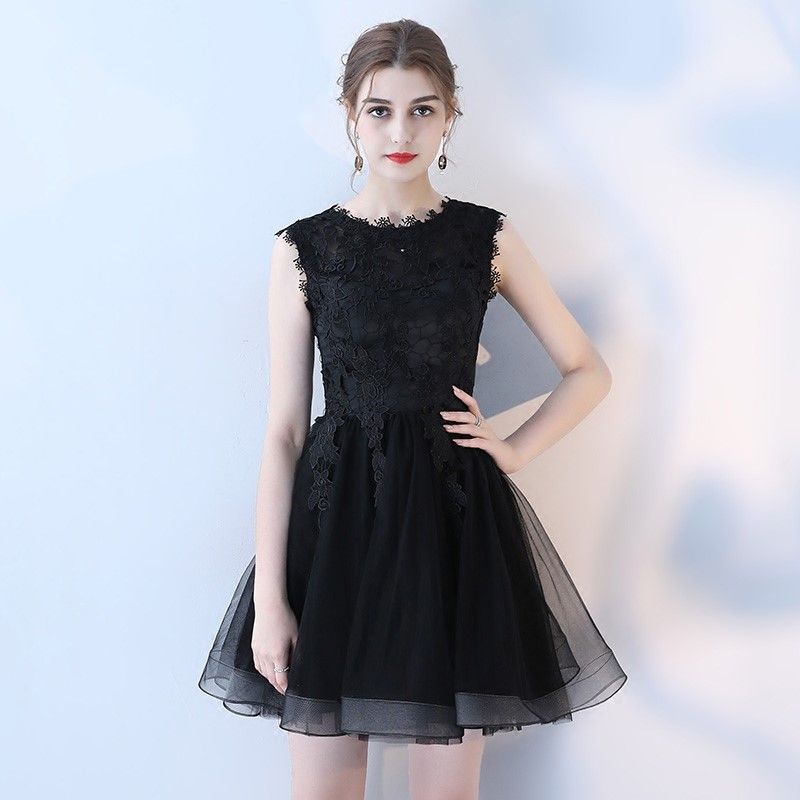 Vestido negro corto con tul Clearance