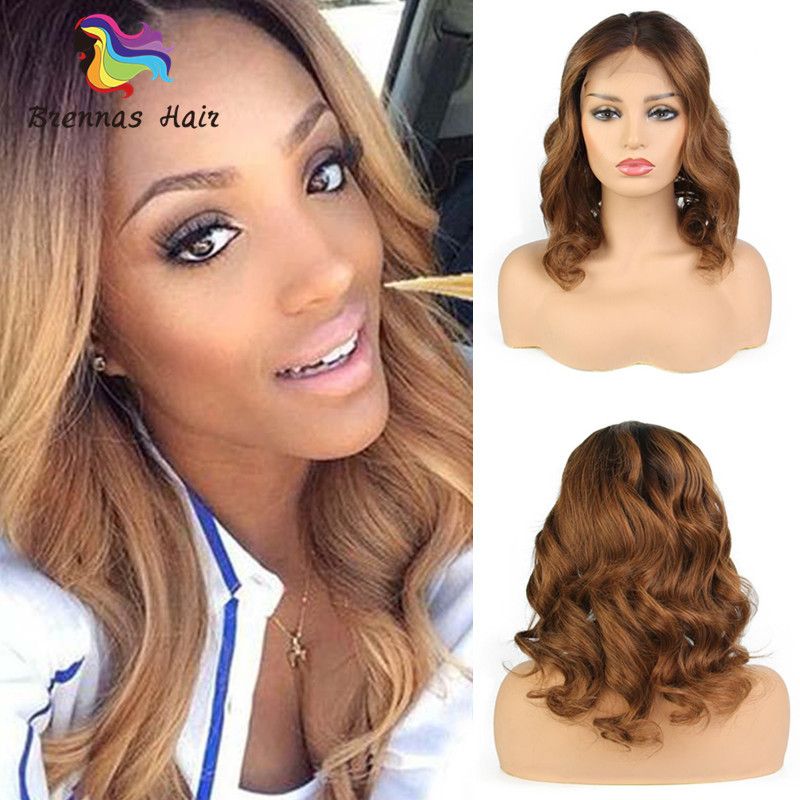 Fashion 1b 30 14inch Virgin Human Wavy Hair Lace Front Wigs Top