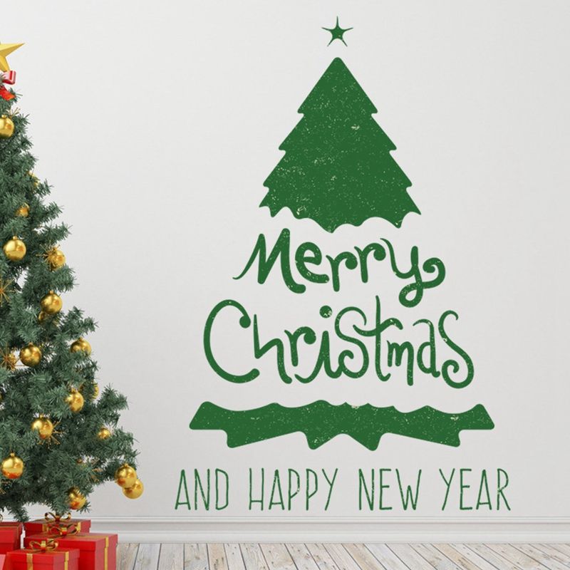 Acquista Verde Albero Di Natale Allegro Sticker Murale Felice Anno Nuovo Citazioni Adesivi Murali Le Vacanze Soggiorno Vetrina Arredamento Showcase Camera A 2 54 Dal Fullhouse517 Dhgate Com